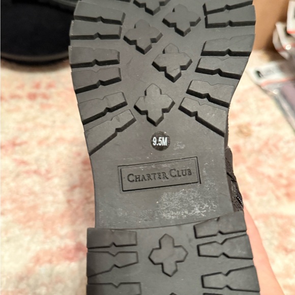 Charter Club Black Lace Up Quilted Boots - Picture 6 of 6